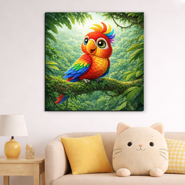 Drevený obraz do detskej izby - Papagáj