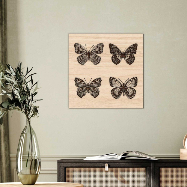 Retro Wood Wall Art - Butterflies