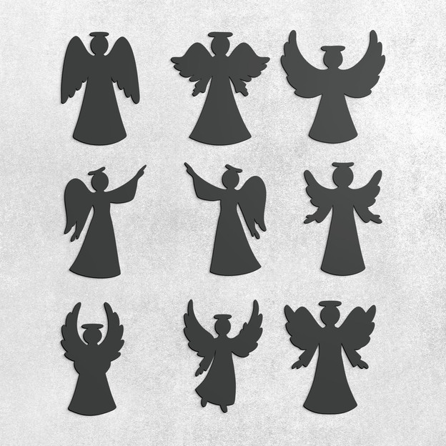 Wall Wooden Decorations - Angels Set of 9