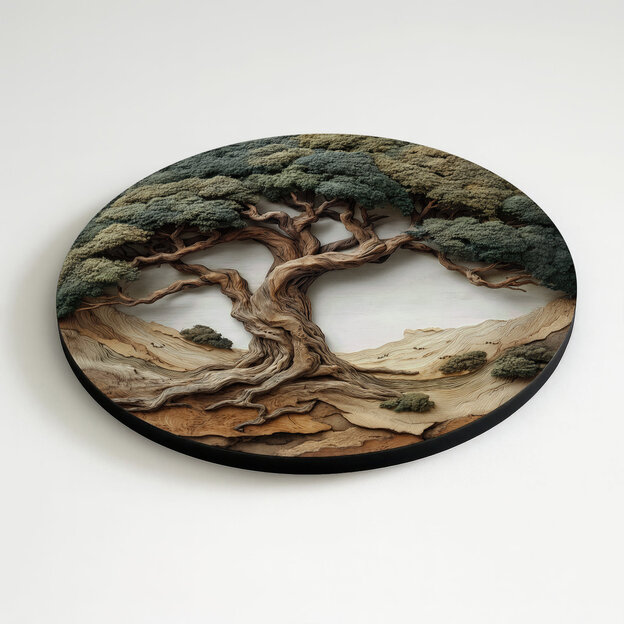 Tablou wabi-sabi pe lemn - Arborele vieții