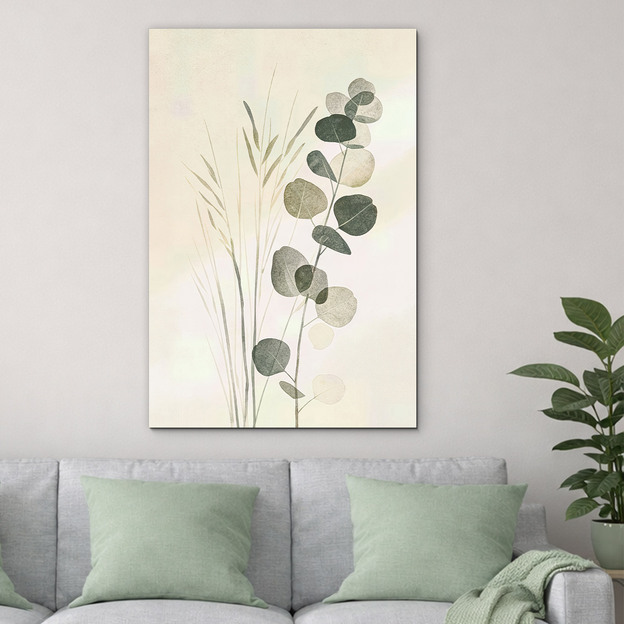 Boho painting-style image - Eucalyptus stems
