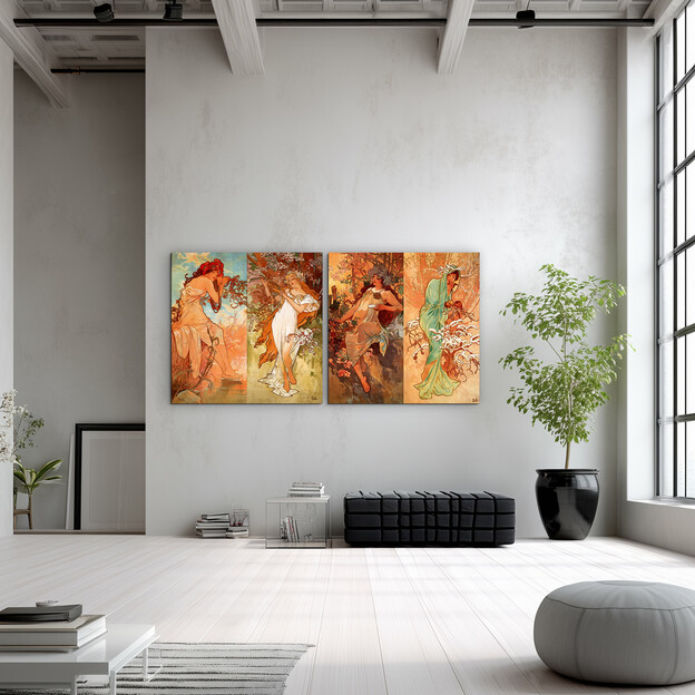 2-Piece Wall Art Alphonse Mucha - The Four Seasons