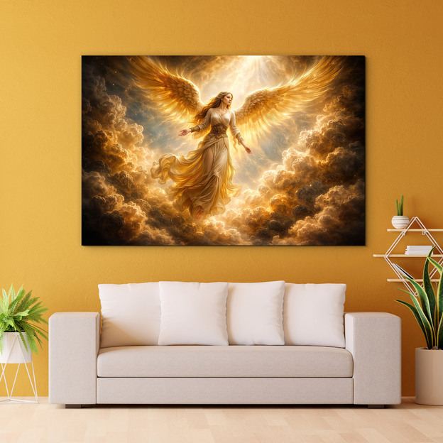 Drevený obraz - Anjel ochrany