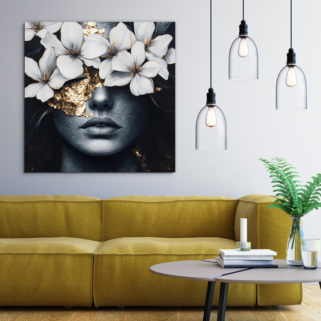 Floral portrait of a woman - Wooden picture