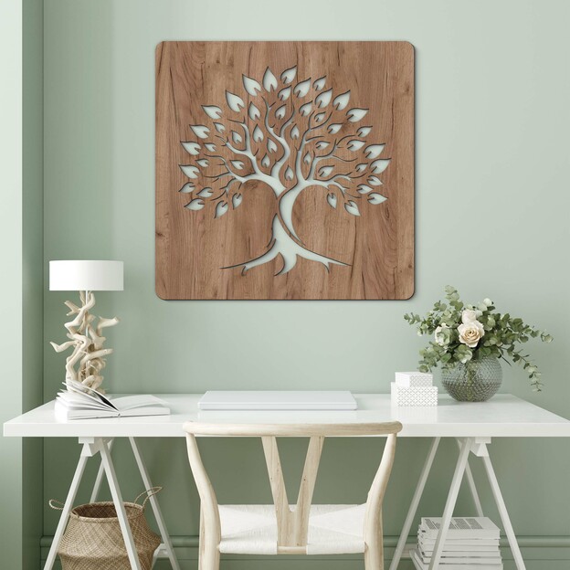 Wooden Tree of Life on the Wall - Sapphire