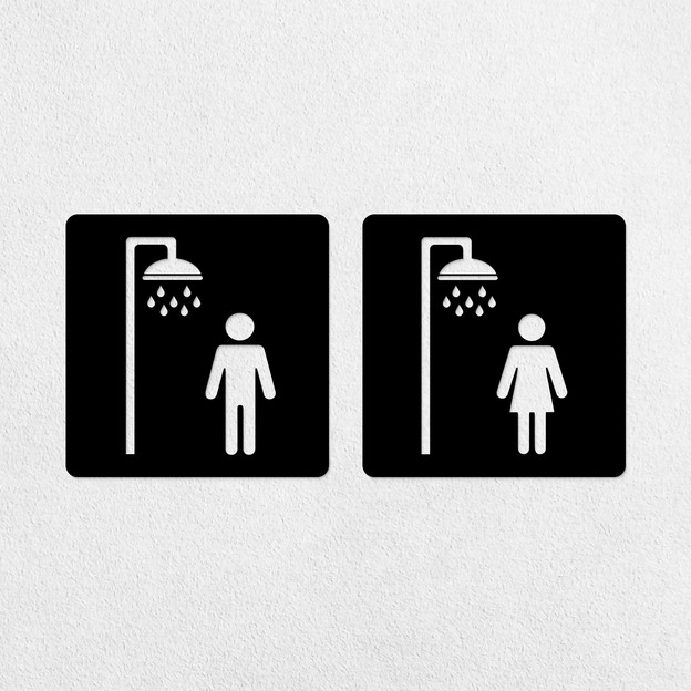 Wooden Bathroom Sign - Ladies&#039; and Men&#039;s Shower