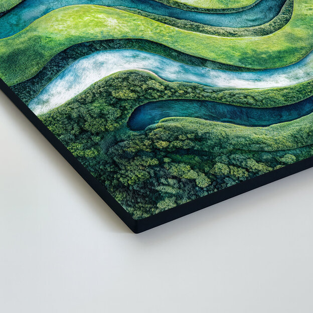 Tablou abstract din lemn - Valuri de mușchi