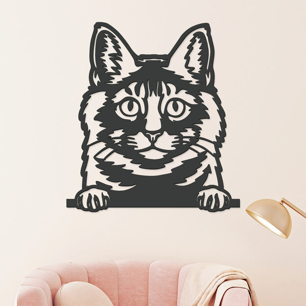 Wooden Wall Art - Maine Coon Cat