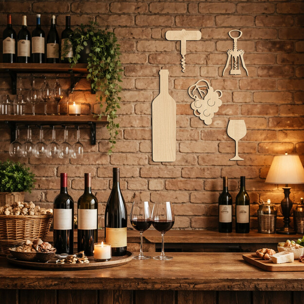 Dřevěná dekorace - Víno