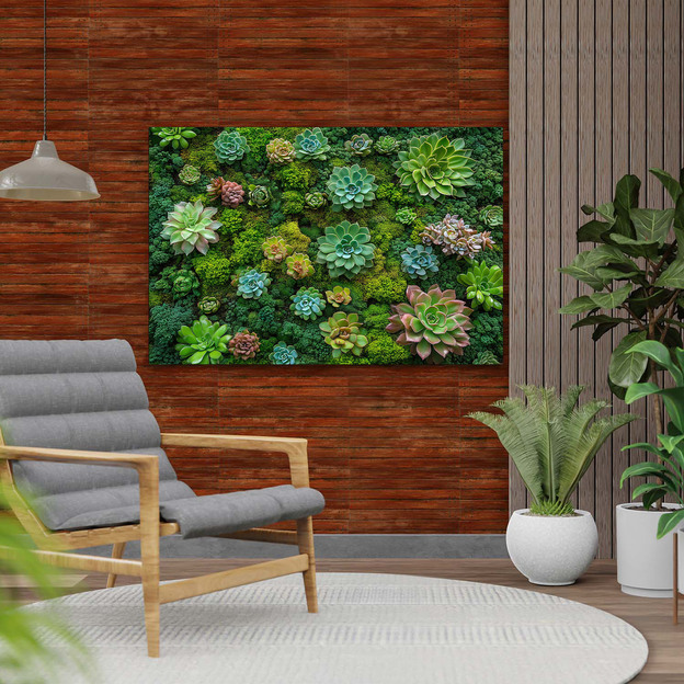 Wooden Wall Art of Rock Plants