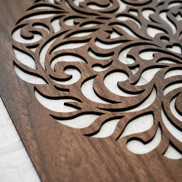 Wooden Mandala on the Wall - Peace