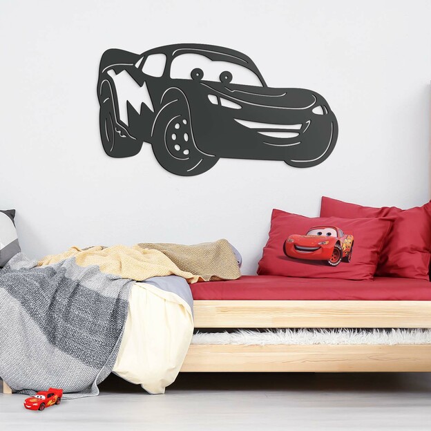 Wooden Wall Art for Children&#039;s Room - Lightning McQueen, Cars