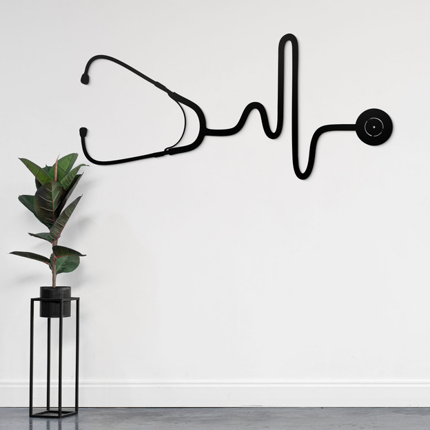 Kivágott falikép - Sztetoszkóp EKG-val