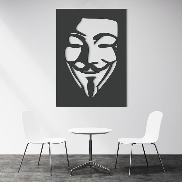 Wooden Wall Art of Anonymous Mask - V for Vendetta