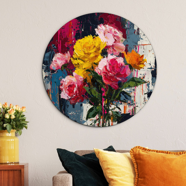 Wooden picture with painting effect - Flowers