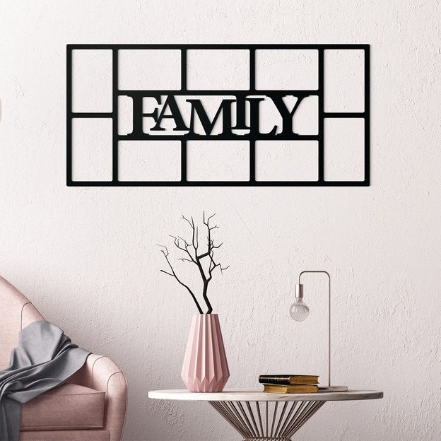 Dřevěný rámeček na 10 fotografií - Family