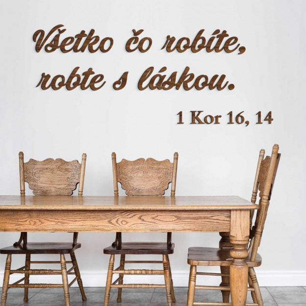 Drevený citát z Biblie - nálepka na stenu