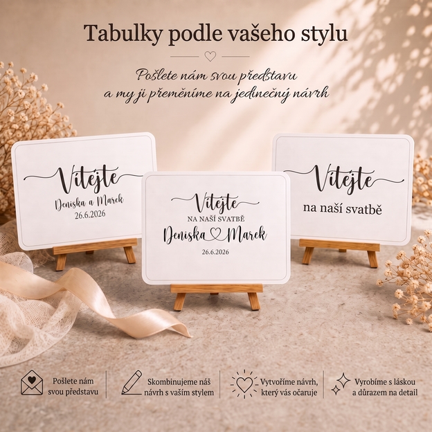 Svatební tabule podle vlastního stylu