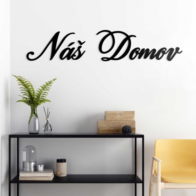Nálepka na zeď - Český nápis - Náš domov