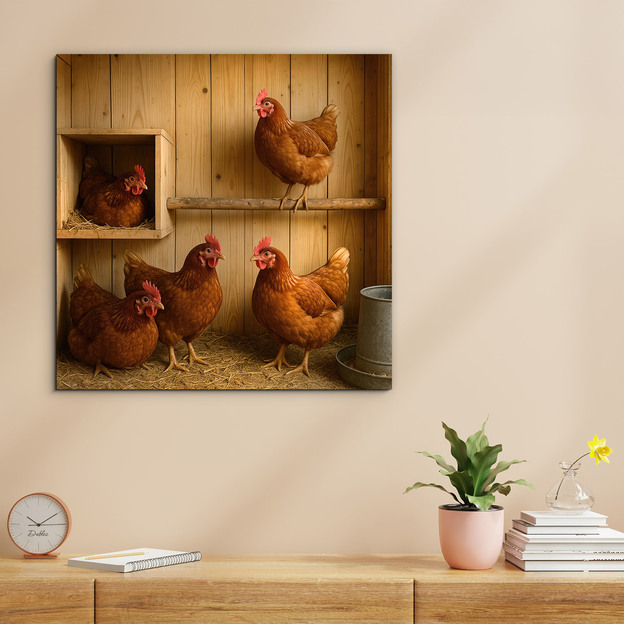 Rural picture for the kitchen - Chickens in the henhouse