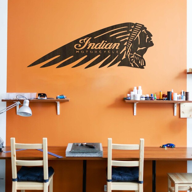 Wooden Logo on the Wall - Indian Motorcycle