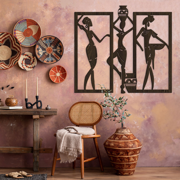 3D Ethnic Wooden Wall Art - African Women