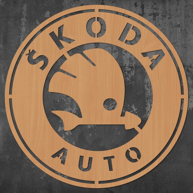Wooden Picture - Škoda Logo Sign