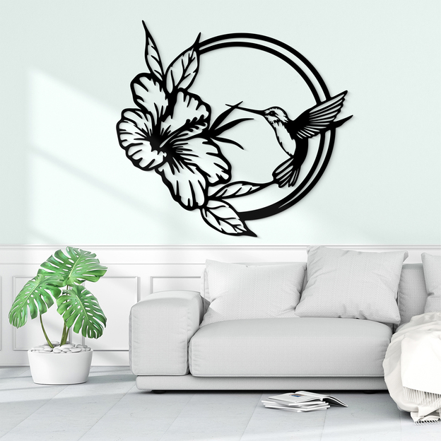 Decorațiune de perete - Colibri și floare