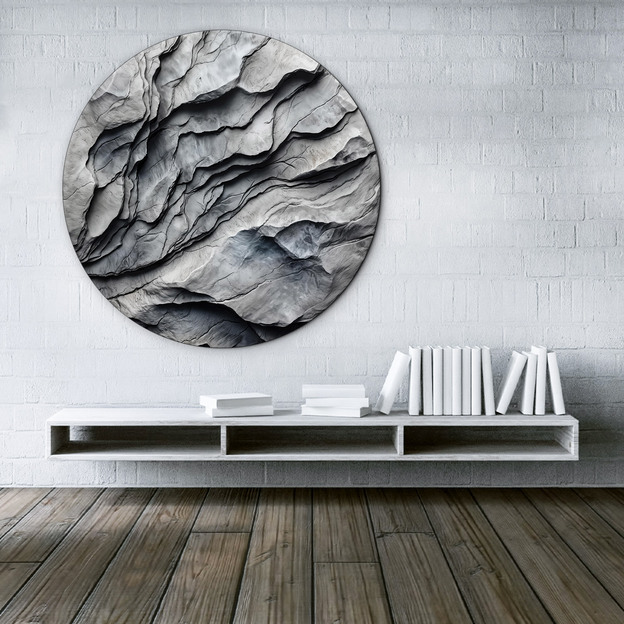 Round wooden picture - Rock