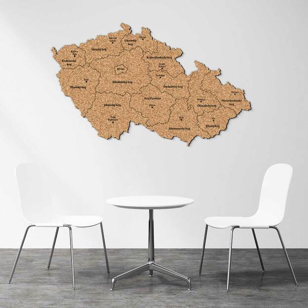 Korková mapa krajů Česka