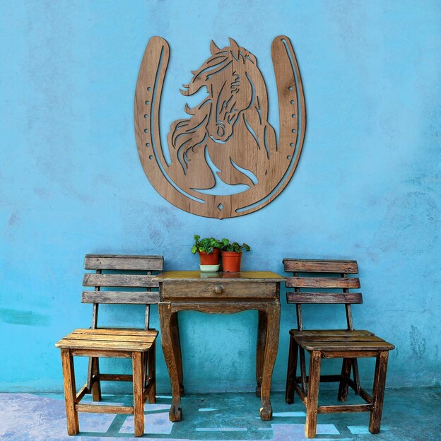 Wooden Wall Art - Horse in Horseshoe