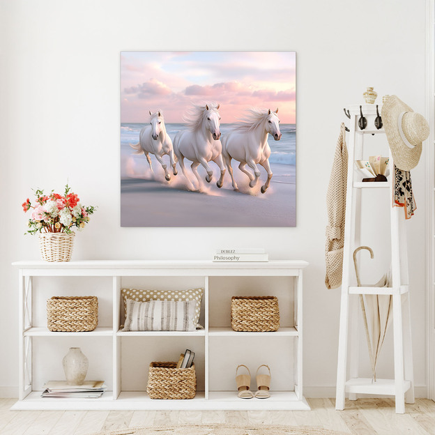 Wooden Wall Art - White Horses