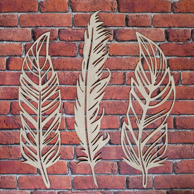 Wooden Sticker on the Wall - Feathers