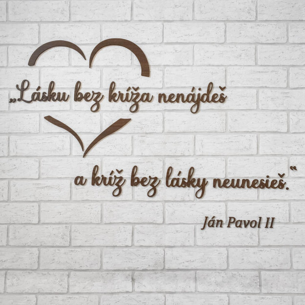 Náboženská nálepka z dreva - Láska a kríž