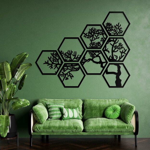 Wall Sticker - Tree in Hexagons (8 pcs)