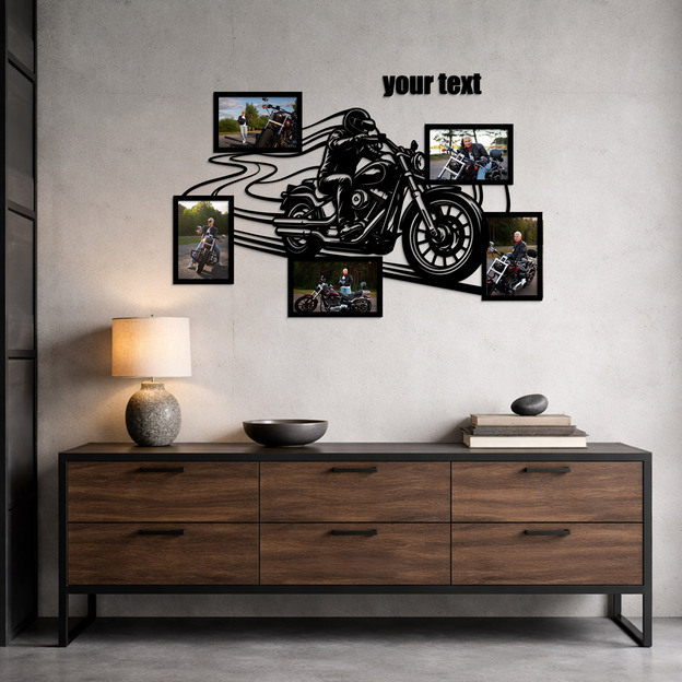 Drevený fotorámik pre motorkára s vlastným textom