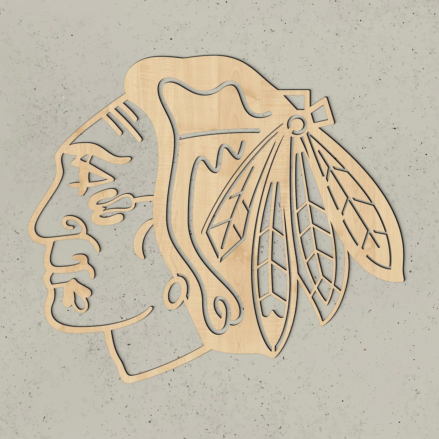 Drevené 3D logo - Chicago Blackhawks | Javor
