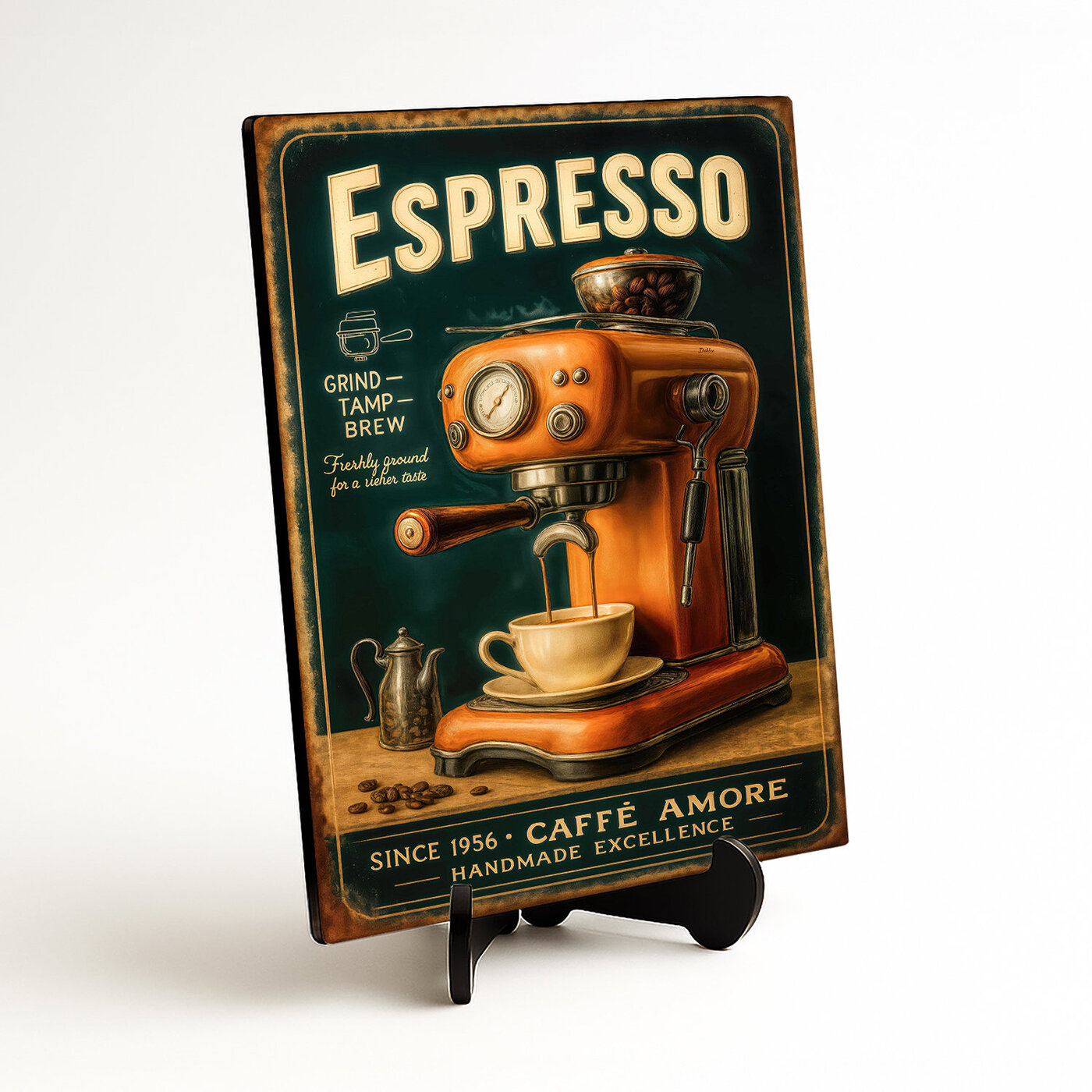 Vintage wooden picture - Espresso