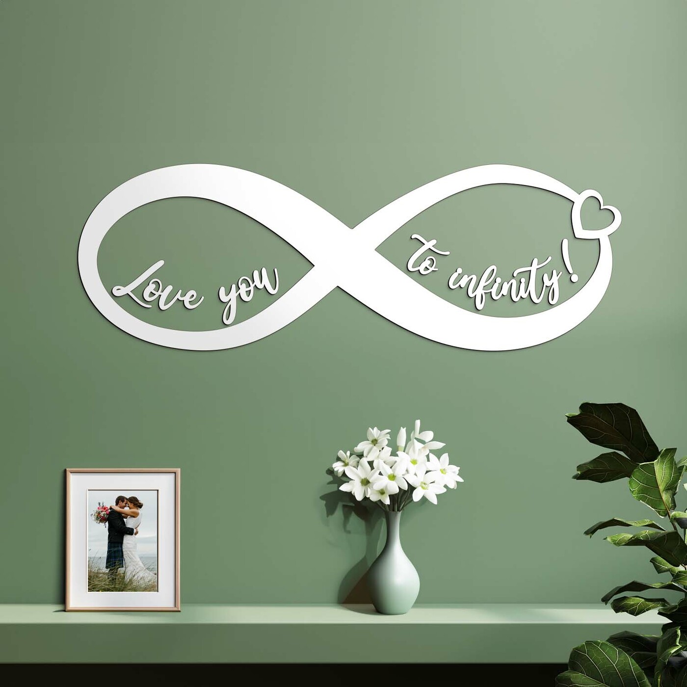 Wooden Sign Infinity - Love You | White