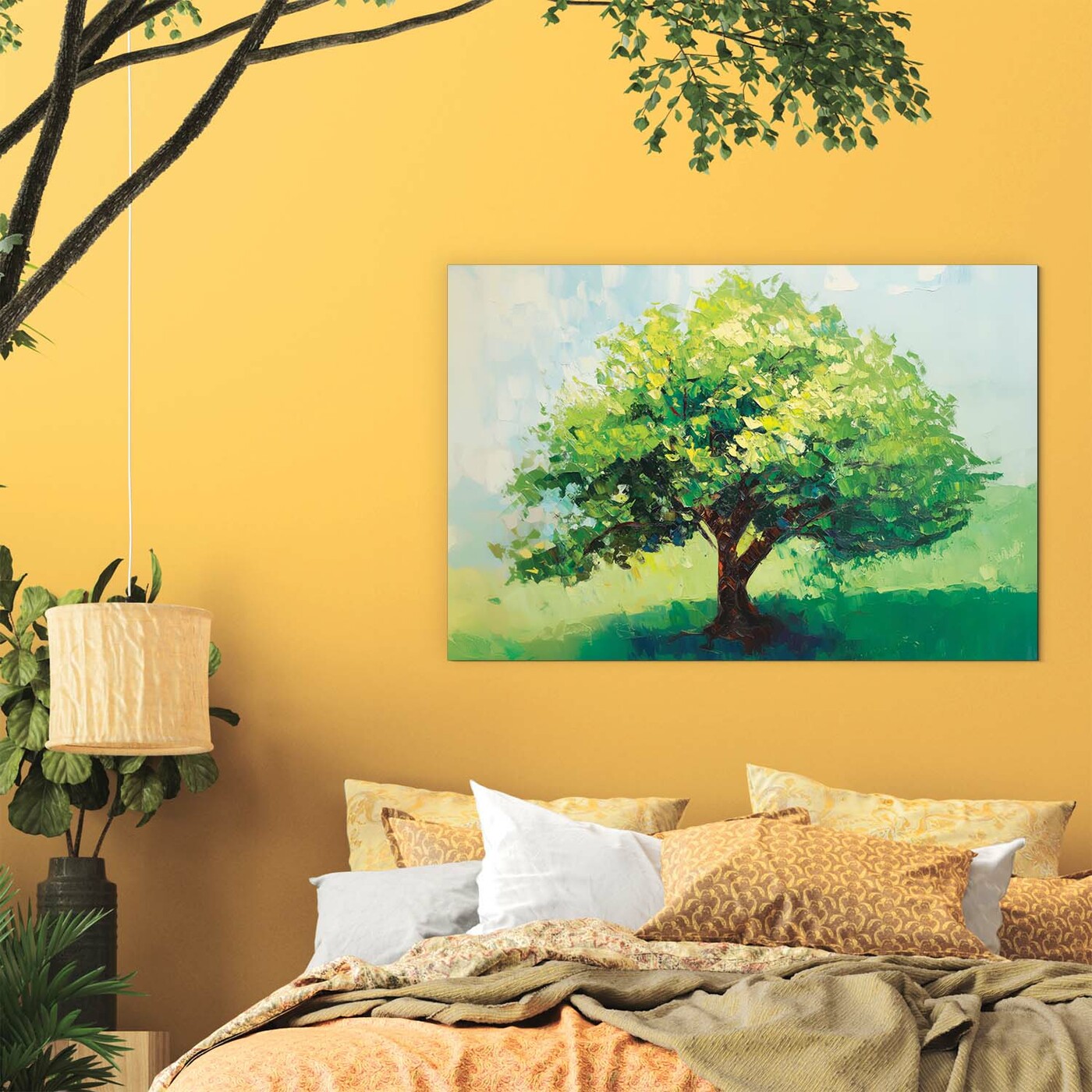 Green Wall Art - Painted Tree