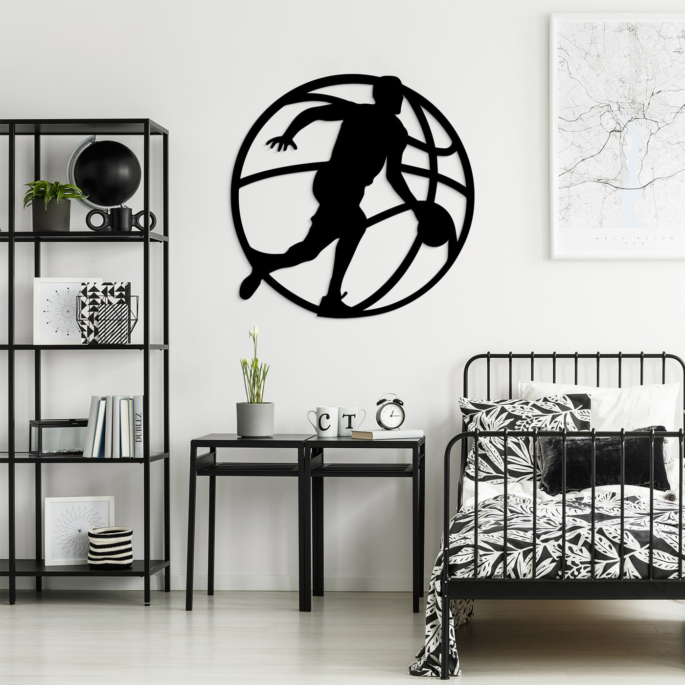 Tablou din lemn - Baschetbalist | Negru