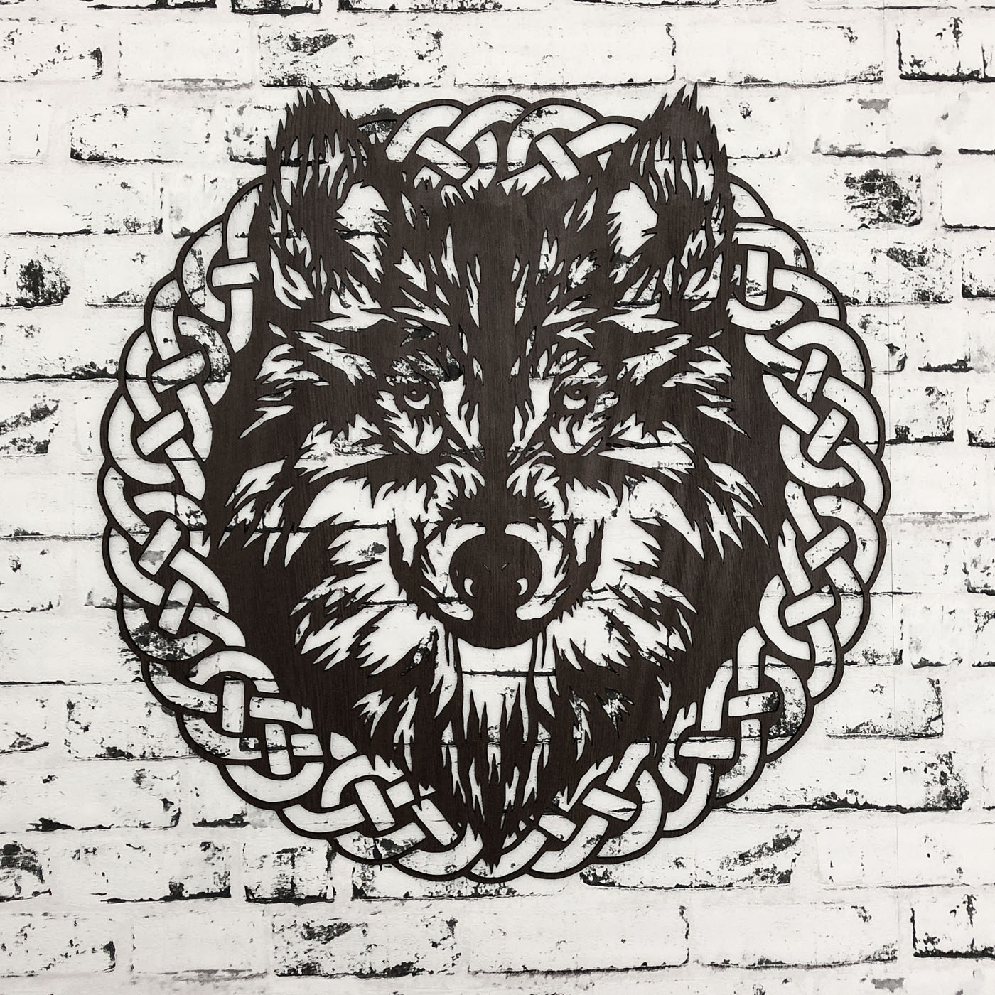 Wooden Wall Art - Wolf in Frame | Wenge