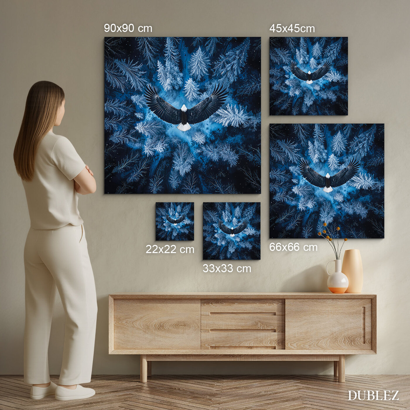 Drevený obraz - Orol nad lesom