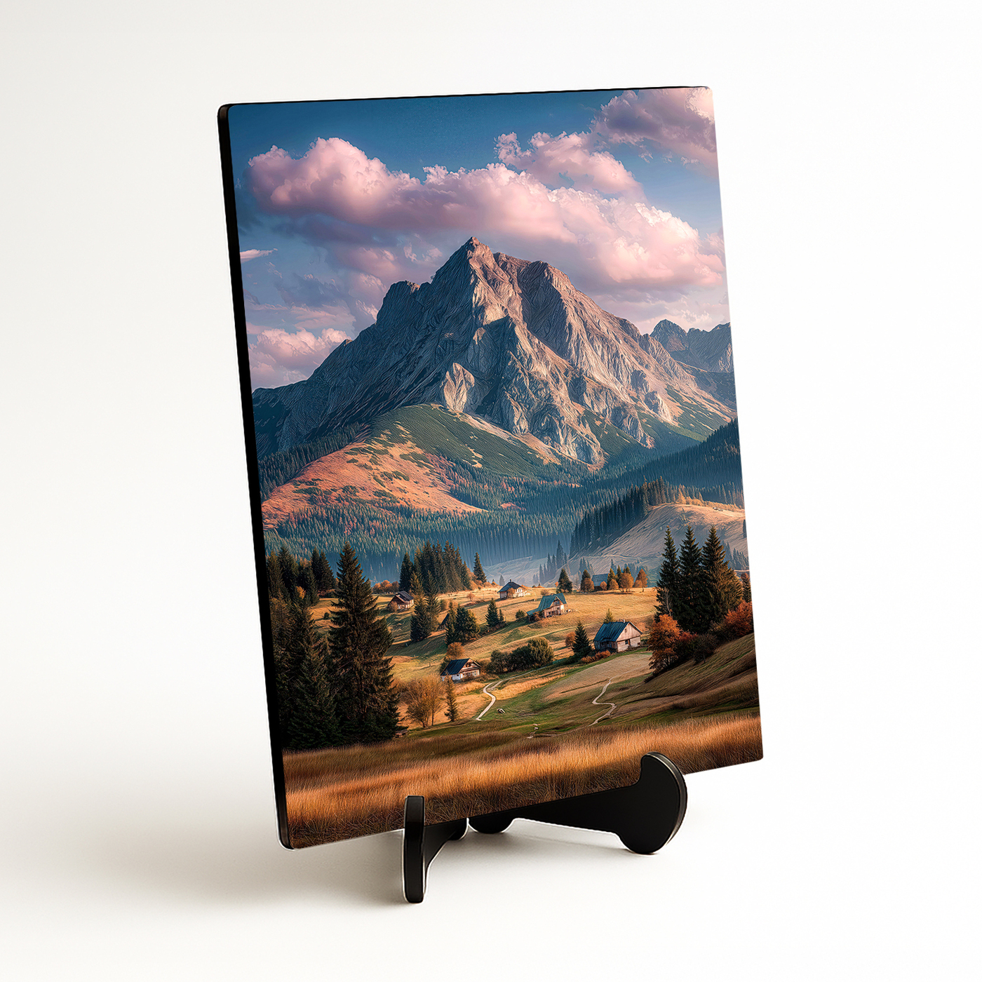 Drevený obraz - Dedinka v objatí hôr