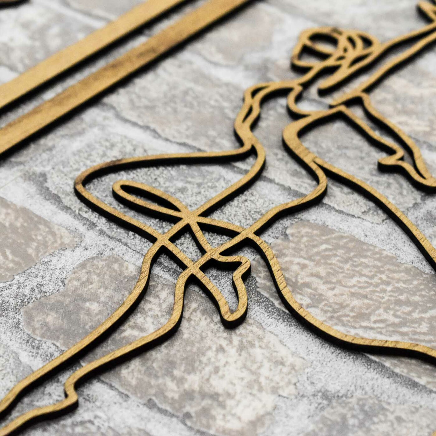 3-Piece Wooden Wall Art - Ballerinas | Gold Craft Oak