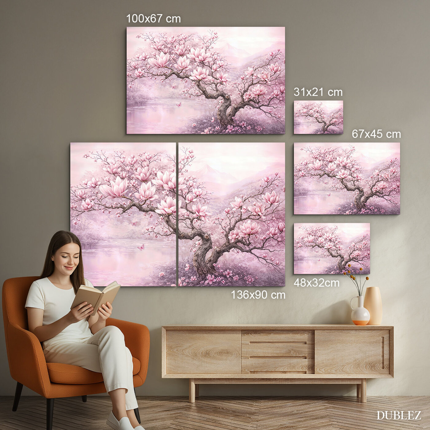 Drevený obraz - Magnólia v rozkvete