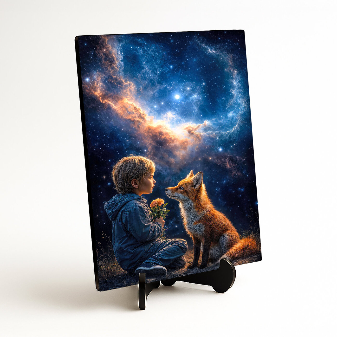 Drevený obraz na stenu - Malý princ a líška