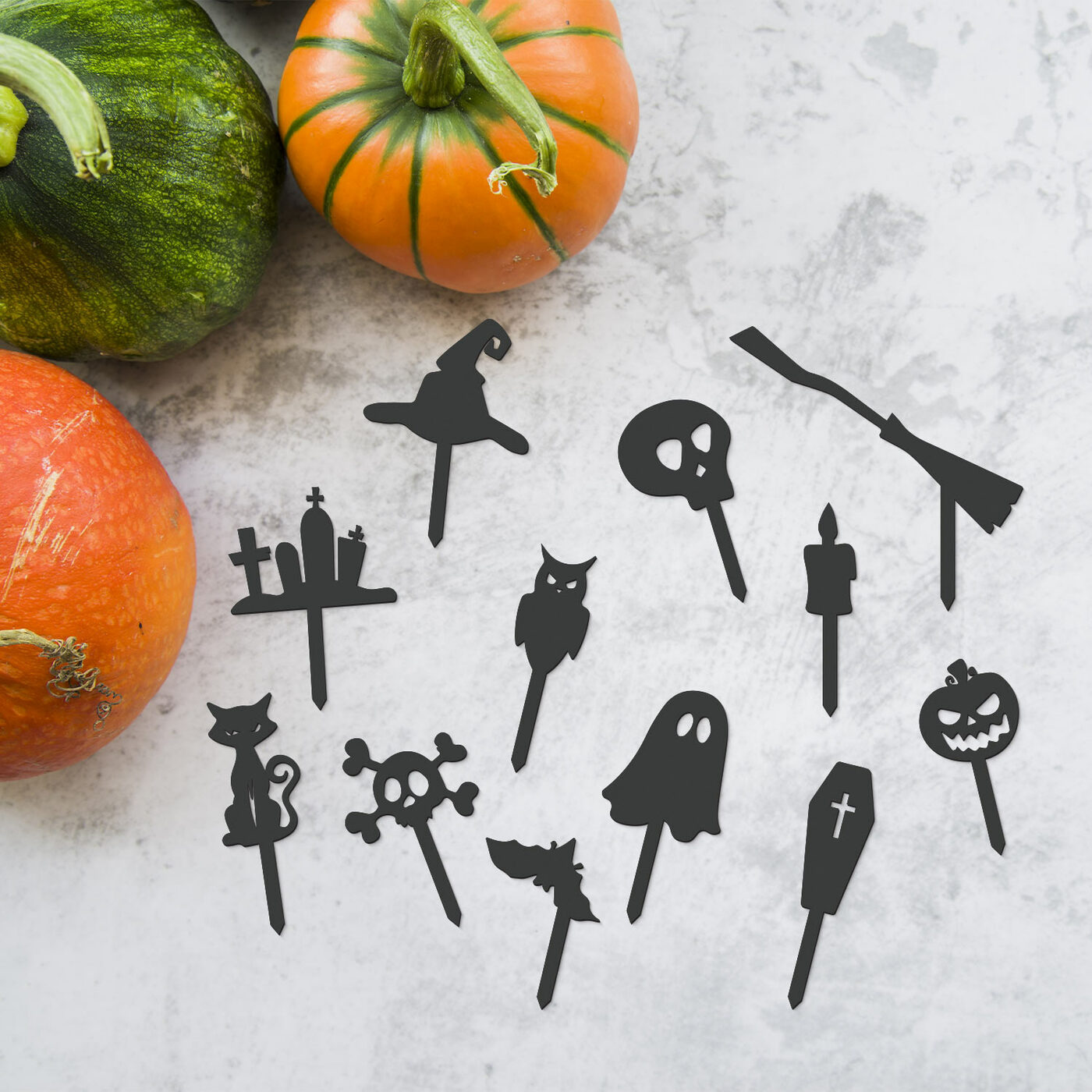 Halloweenské zápichy na muffiny 12 ks | Antracitovo-šedá