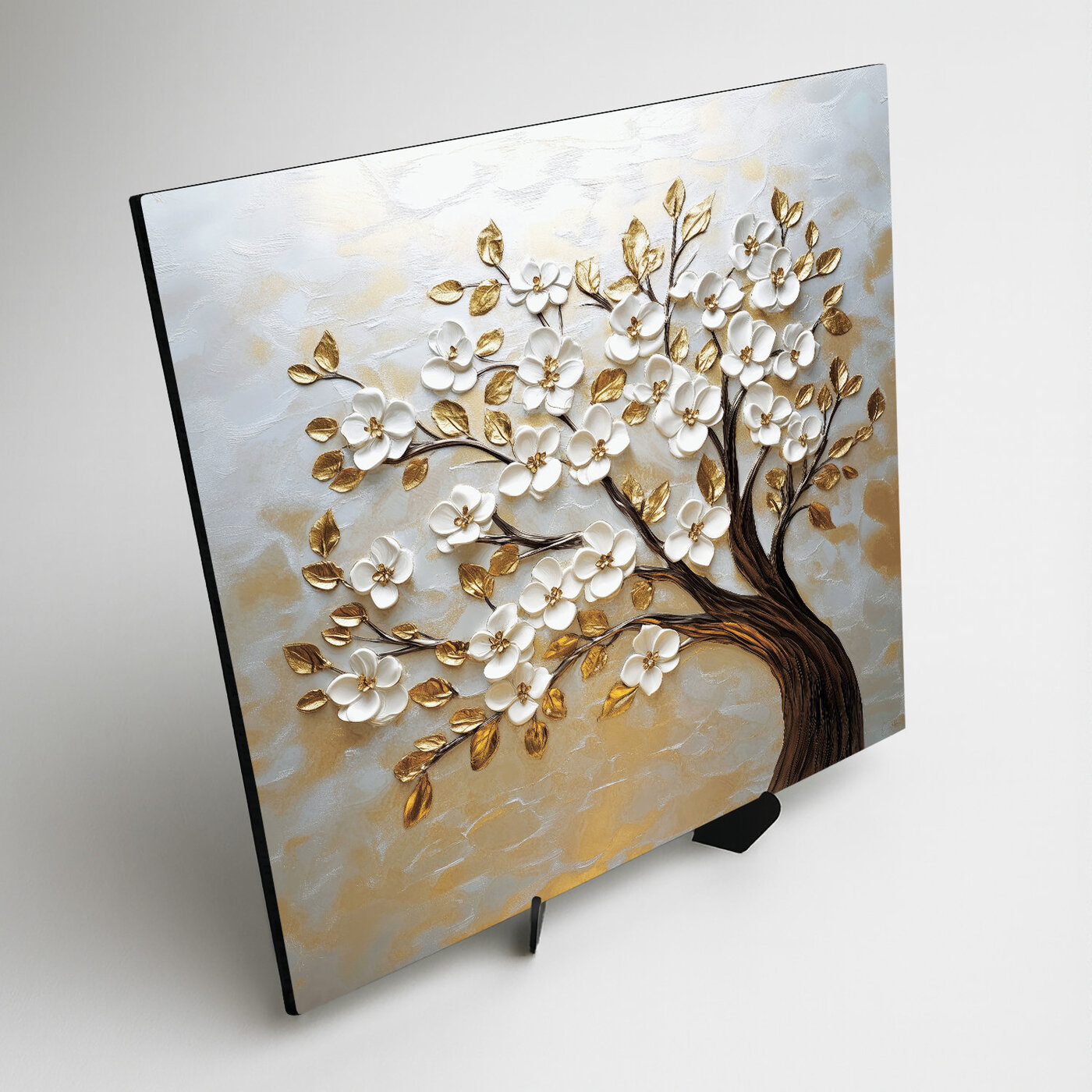 Drevený obraz stromu - Kvety