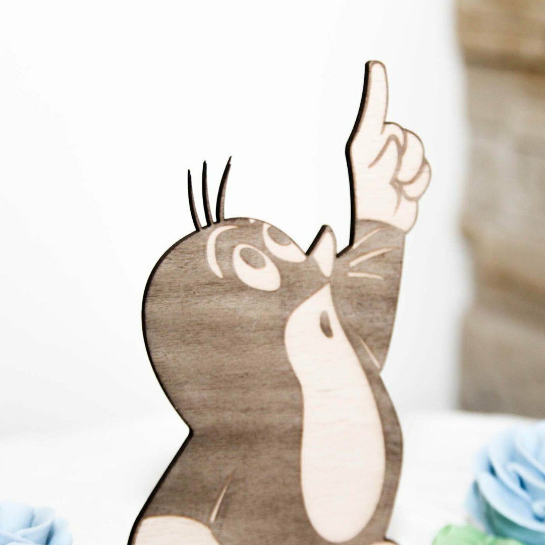 Dřevěná postavička na dort - Krtek